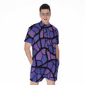 Purple Stained Glass Mosaic Print Men's Romper
