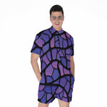 Purple Stained Glass Mosaic Print Men's Rompers