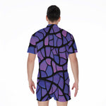 Purple Stained Glass Mosaic Print Men's Rompers