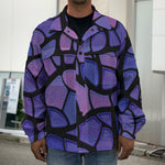Purple Stained Glass Mosaic Print Men's Shirt Jacket
