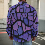 Purple Stained Glass Mosaic Print Men's Shirt Jacket