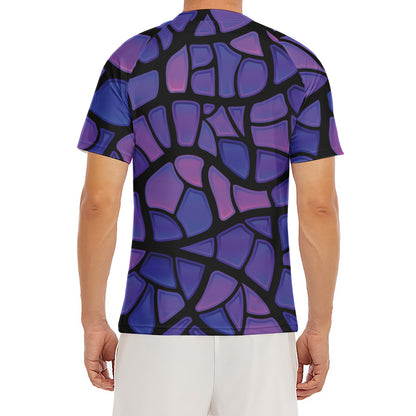 Purple Stained Glass Mosaic Print Men's Short Sleeve Rash Guard