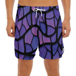 Purple Stained Glass Mosaic Print Men's Split Running Shorts