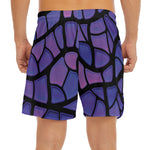 Purple Stained Glass Mosaic Print Men's Split Running Shorts
