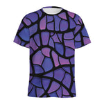 Purple Stained Glass Mosaic Print Men's Sports T-Shirt