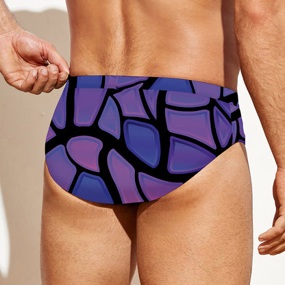 Purple Stained Glass Mosaic Print Men's Swim Briefs