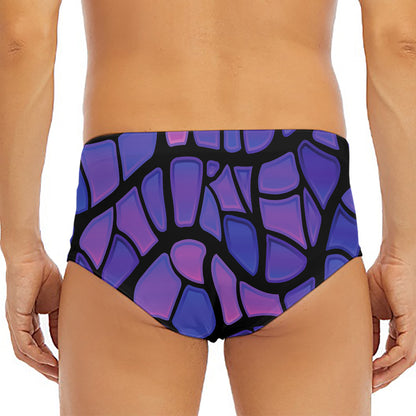 Purple Stained Glass Mosaic Print Men's Triangle Swim Briefs