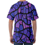 Purple Stained Glass Mosaic Print Men's Velvet T-Shirt