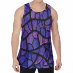 Purple Stained Glass Mosaic Print Men's Velvet Tank Top