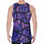 Purple Stained Glass Mosaic Print Men's Velvet Tank Top
