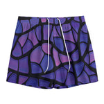 Purple Stained Glass Mosaic Print Mesh Shorts
