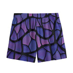 Purple Stained Glass Mosaic Print Mesh Shorts