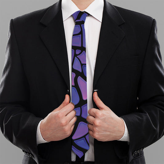 Purple Stained Glass Mosaic Print Necktie