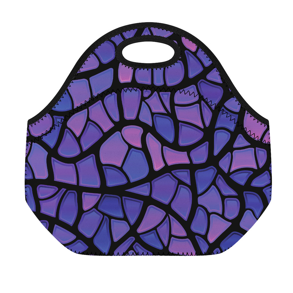 Purple Stained Glass Mosaic Print Neoprene Lunch Bag