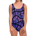 Purple Stained Glass Mosaic Print One Piece Swimsuit