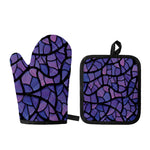Purple Stained Glass Mosaic Print Oven Mitt And Pot Holder Set