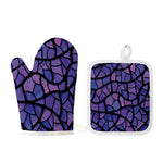 Purple Stained Glass Mosaic Print Oven Mitt And Pot Holder Set