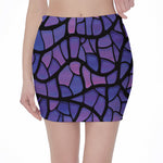 Purple Stained Glass Mosaic Print Pencil Mini Skirt