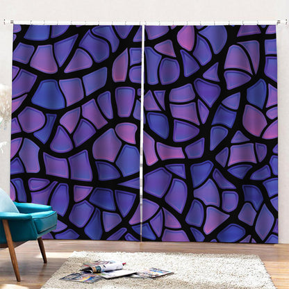 Purple Stained Glass Mosaic Print Pencil Pleat Curtains
