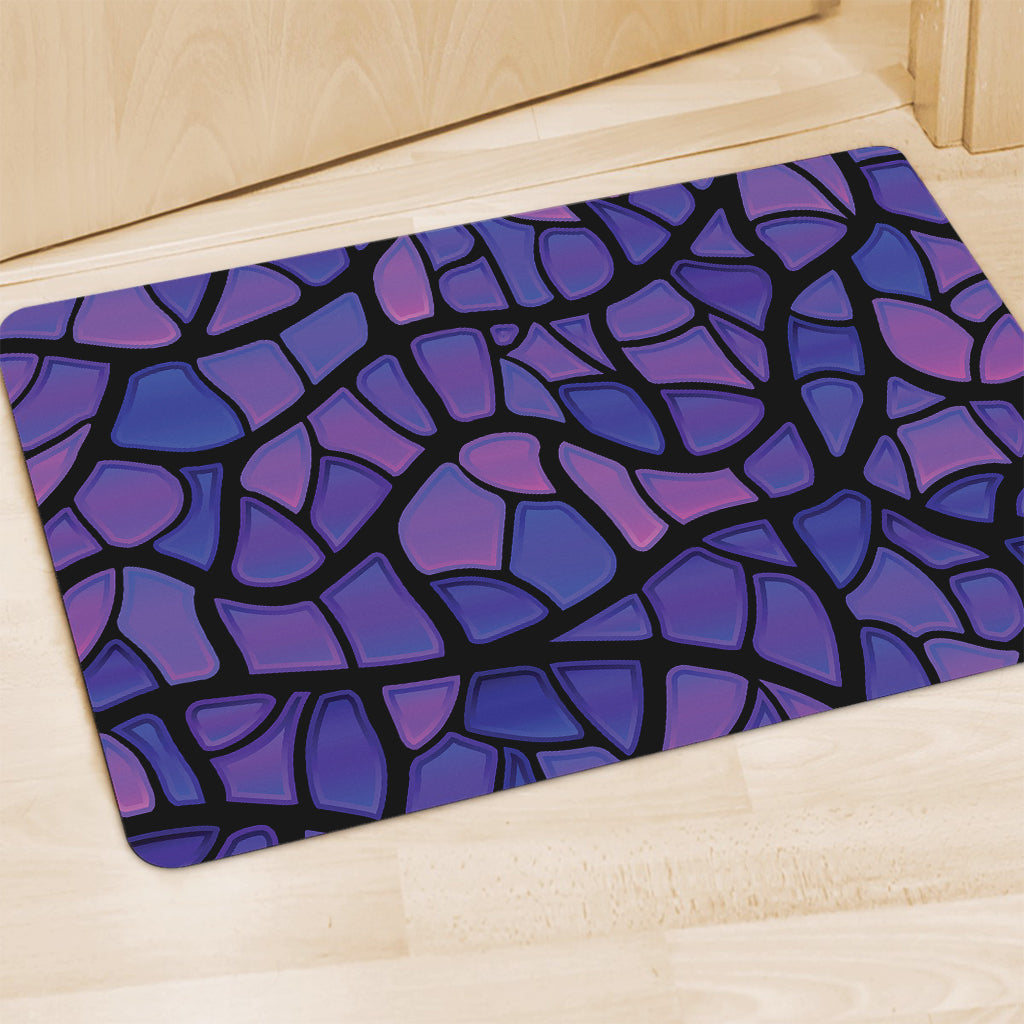 Purple Stained Glass Mosaic Print Polyester Doormat
