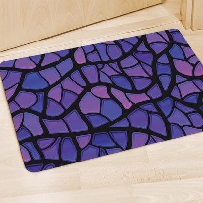 Purple Stained Glass Mosaic Print Polyester Doormat