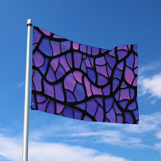 Purple Stained Glass Mosaic Print Polyester Flag
