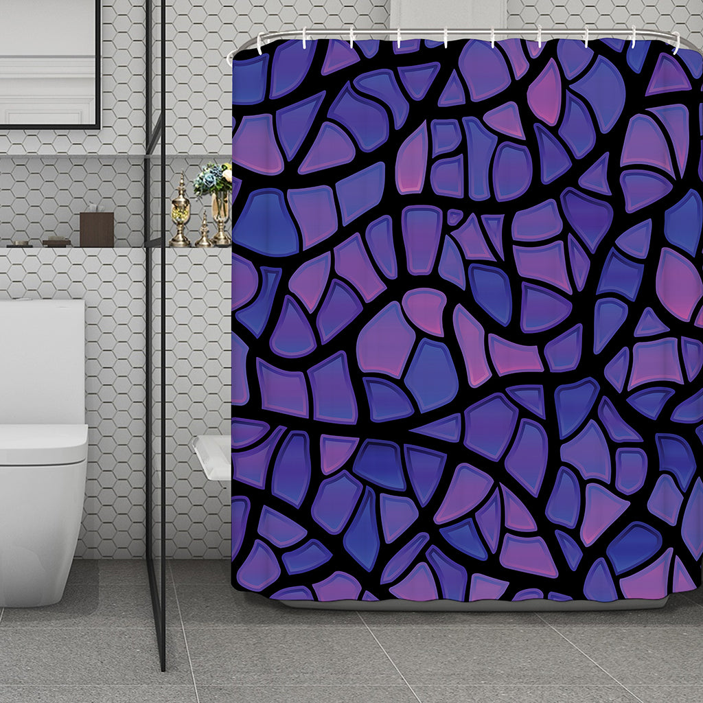 Purple Stained Glass Mosaic Print Polyester Shower Curtain