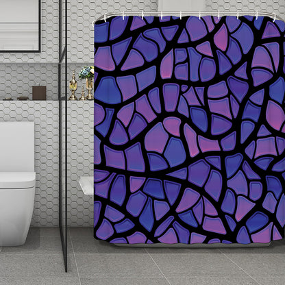 Purple Stained Glass Mosaic Print Polyester Shower Curtain