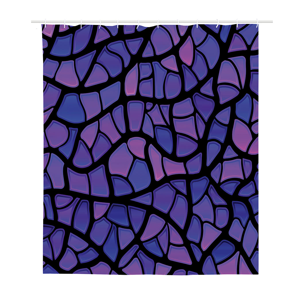 Purple Stained Glass Mosaic Print Polyester Shower Curtain