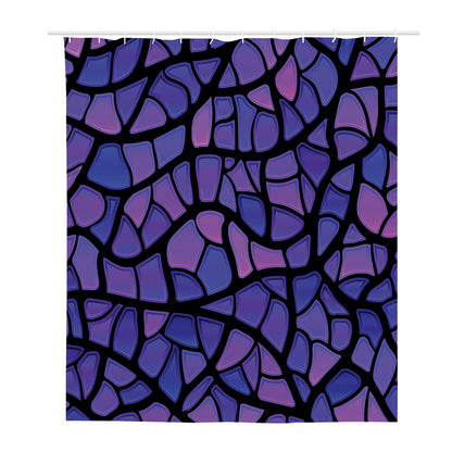 Purple Stained Glass Mosaic Print Polyester Shower Curtain