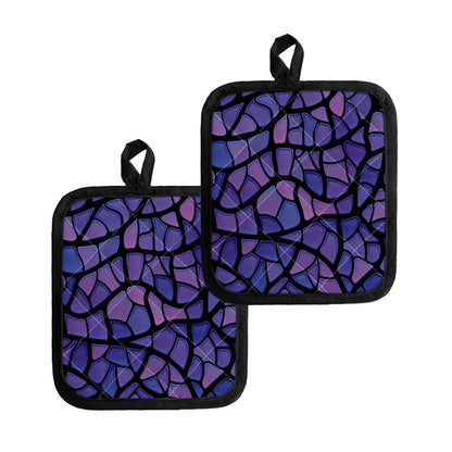 Purple Stained Glass Mosaic Print Pot Holders