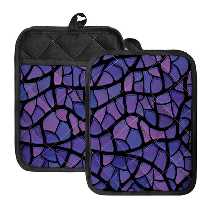 Purple Stained Glass Mosaic Print Pot Holders With Pocket