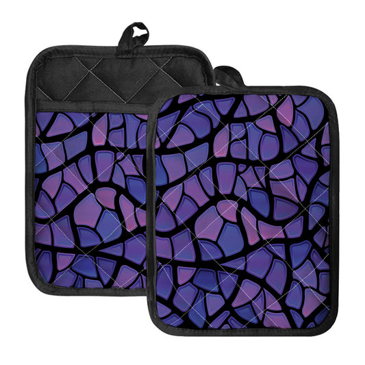 Purple Stained Glass Mosaic Print Pot Holders With Pocket