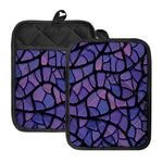 Purple Stained Glass Mosaic Print Pot Holders With Pocket