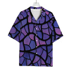 Purple Stained Glass Mosaic Print Rayon Hawaiian Shirt