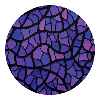 Purple Stained Glass Mosaic Print Round Blanket