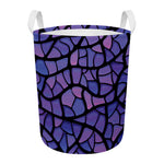 Purple Stained Glass Mosaic Print Round Laundry Basket
