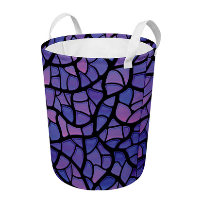 Purple Stained Glass Mosaic Print Round Laundry Basket