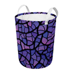 Purple Stained Glass Mosaic Print Round Laundry Basket