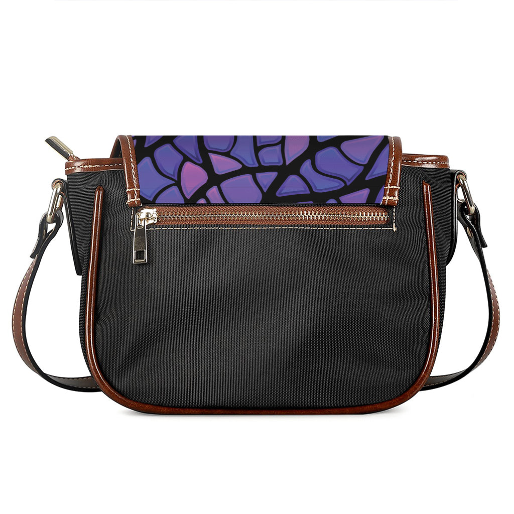 Purple Stained Glass Mosaic Print Saddle Bag
