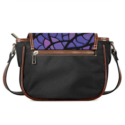 Purple Stained Glass Mosaic Print Saddle Bag