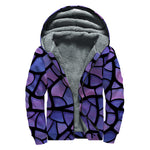 Purple Stained Glass Mosaic Print Sherpa Lined Zip Up Hoodie