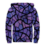 Purple Stained Glass Mosaic Print Sherpa Lined Zip Up Hoodie