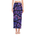 Purple Stained Glass Mosaic Print Side Slit Maxi Skirt