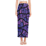 Purple Stained Glass Mosaic Print Side Slit Maxi Skirt