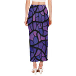 Purple Stained Glass Mosaic Print Side Slit Maxi Skirt