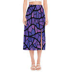 Purple Stained Glass Mosaic Print Side Slit Midi Skirt