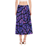 Purple Stained Glass Mosaic Print Side Slit Midi Skirt