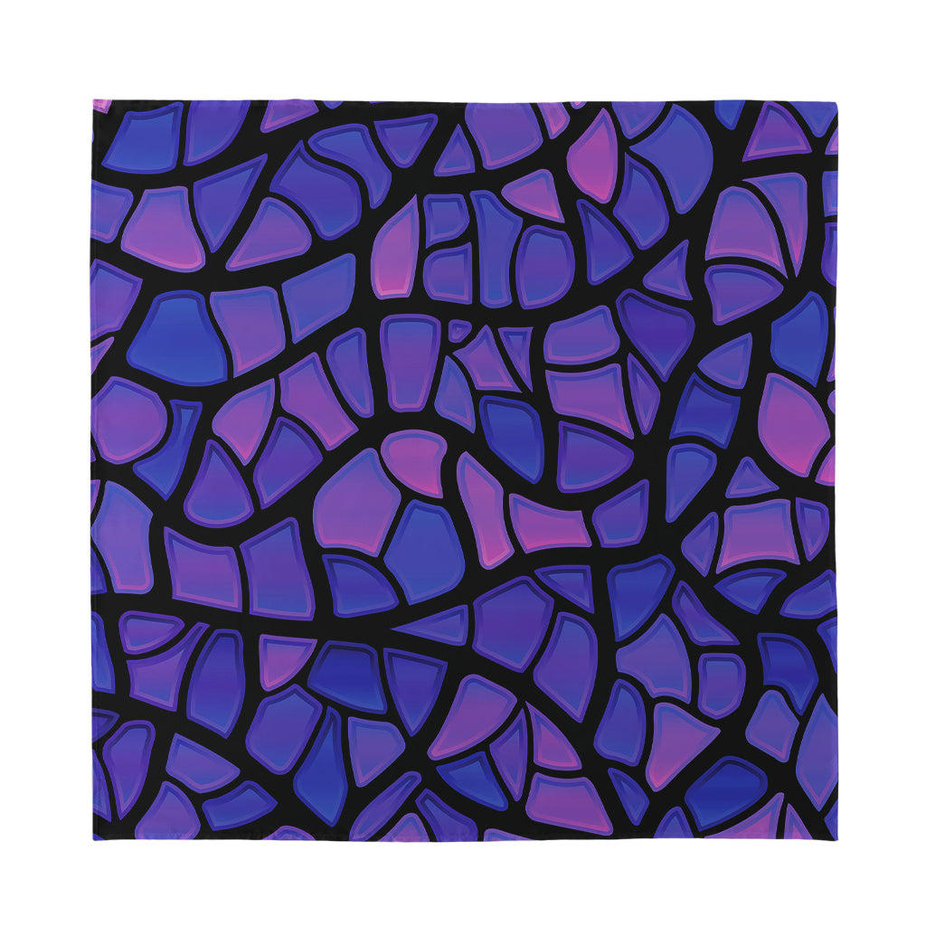 Purple Stained Glass Mosaic Print Silk Bandana