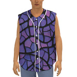 Purple Stained Glass Mosaic Print Sleeveless Baseball Jersey